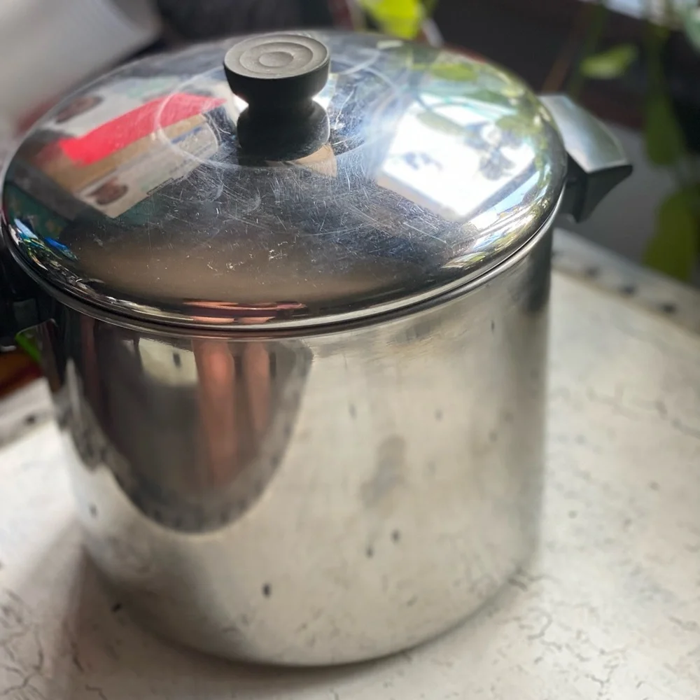 8 Qt Revere Ware Stainless Steel Stock Pot and Lid